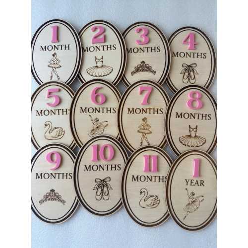 Ballet Wooden Milestone Cards: Photo Prop, 3D Numbers, Baby Milestones
