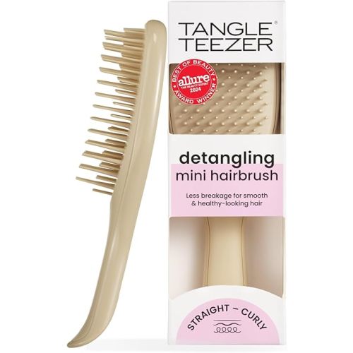 Tangle Teezer Ultimate Detangler Brush, Eliminates Knots & Reduces Breakage, Travel-Size Mini Hair Brush for Straight to Wavy Hair Types, Oat Cream
