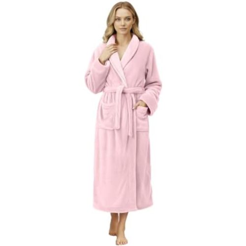 NY Threads Premium Ultra Soft Robes for Women Plush Fleece Long Bathrobe