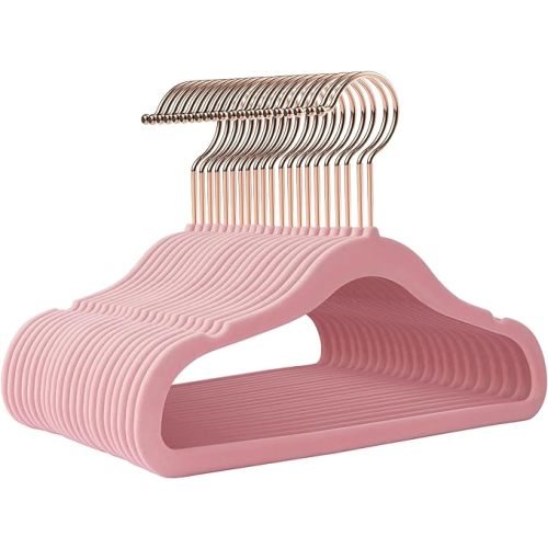 Baby Hangers Velvet 50 Pack-11.4 Inch,Baby Clothes Hangers Non Slip, Baby Hangers for Closet,Sturdy Infant/Toddler Hangers Pink Hangers