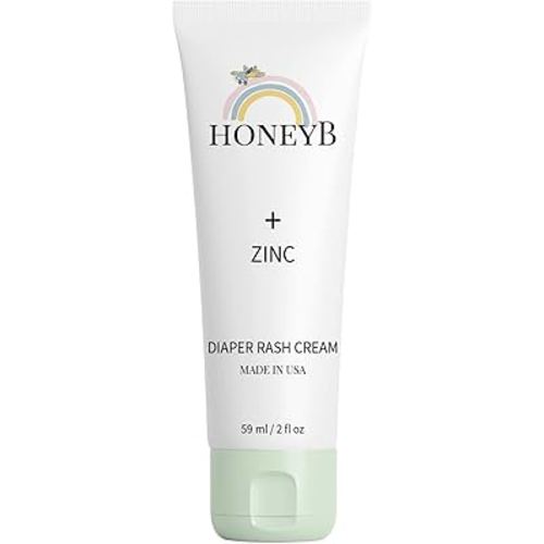HONEYB Diaper Rash Cream with Zinc and a Powerful Blend of Natural Ingredients – Non-Toxic Formula, 2 fl oz