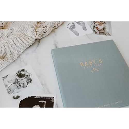 Lucy Darling Baby Memory Book, Luxury First 5 Years Journal & Photo Album for Baby Boy or Girl, Unique Keepsake Baby Books, Gender Neutral Memories & Milestone Book, Pregnancy Gifts (Celestial Skies)