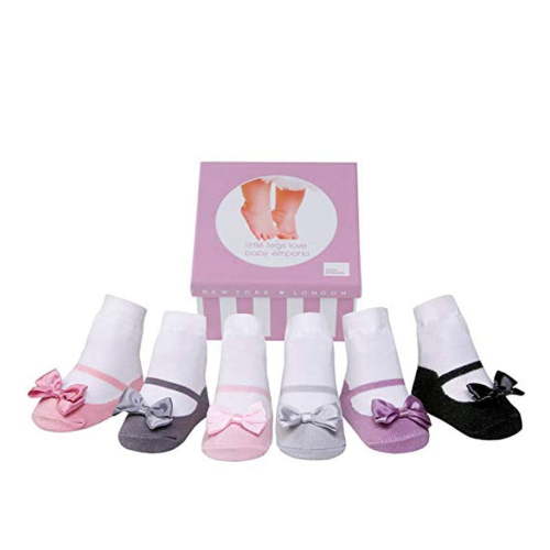 Baby Girl Socks that look like shoes- 0-12 Months -Anti slip-Soft Cotton-6 Pairs - Baby Shower Gift - Gift Box-PRETTY PETALS