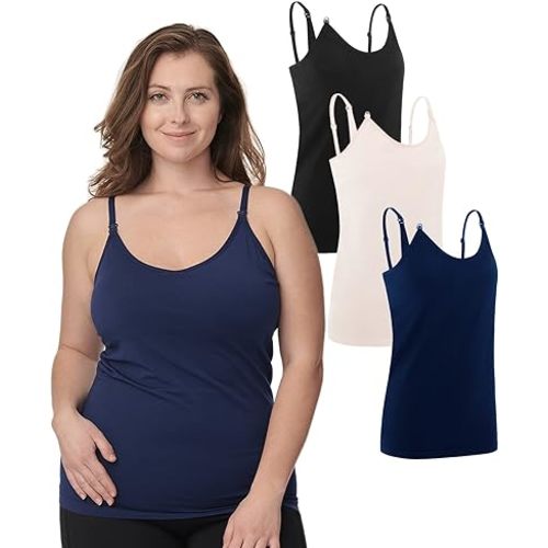 Under Control Nursing Cami Tank Tops for Breastfeeding Women Nursing Tops Maternity Shirts, Camisoles with Built in Bra 3Pack