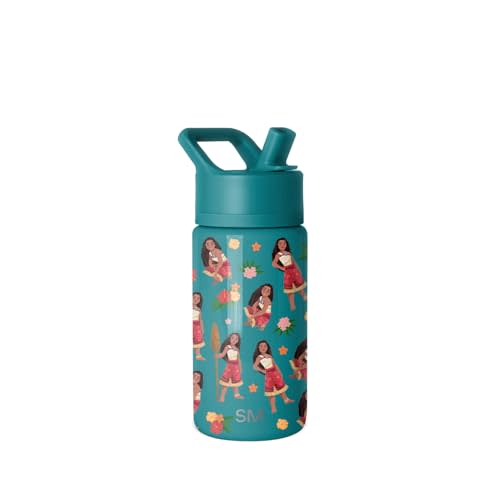 Simple Modern Kids Summit Water Bottle with Straw Lid | Disney Moana 14oz Stainless Steel Cup Insulated Tumbler for Girls, School | Moana Oceana
