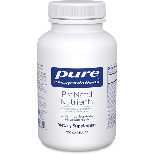 Pure Encapsulations PreNatal Nutrients - for Pregnancy & Lactation - Aids Energy & DNA Development* - with Folate, Choline & Iron - Gluten Free & Non-GMO - 120 Capsules