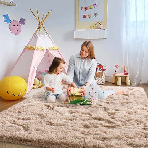 Socofuz 5x7ft Fluffy Rug for Living Room, Non-Slip Carpet Suitable for Bedroom Nursery Kids Girls Room Home Decoration