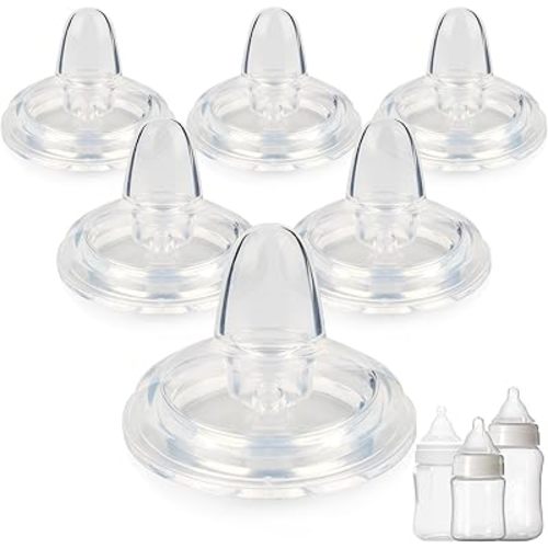 Sippy Spout Nipple for Evenflo Balance Plus Wide Neck Baby Bottles&Glass Bottle,Variable Flow, Silicone Conversion Nipples,6+ Months,6 Count