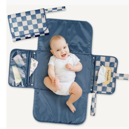 Portable/Foldable Waterproof Diaper Changing Pad with Smart Wipes Pocket