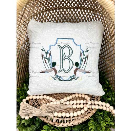 Pastel Mallard Duck Nursery Pillow Personalized Name Pillow Custom Heirloom Quilted Embroidered Throw Pillow Hunting Baby Boy Shower Gift