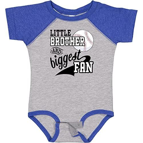 inktastic Little Brother and Biggest Fan- Baseball Family Fan Baby Bodysuit