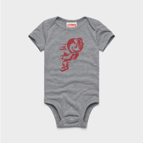 Running Brutus The Buckeye Baby One Piece | Retro OSU Baby One Piece – HOMAGE