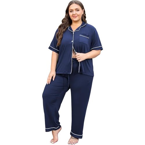 Women's Pajamas Button Down Shirt and Pants