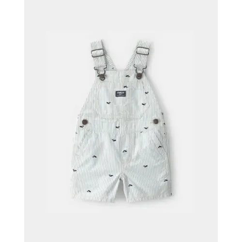 Baby Boy Whale Striped Shortall - Green/White - OshKosh B'gosh (Size 6M)