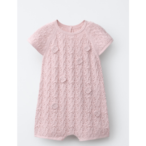OPENWORK KNIT SHORT JUMPSUIT - Light pink | ZARA United States