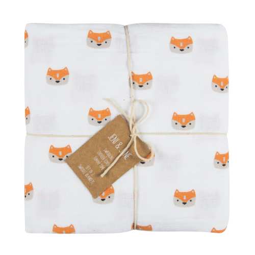 jeni and jane muslin cotton fox baby swaddle blankets set of 2