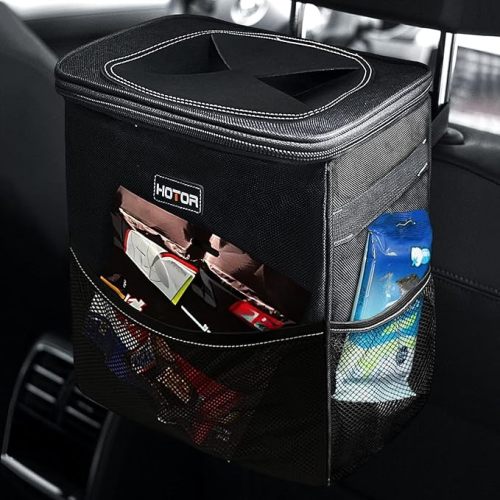 HOTOR Car Trash Can, Leakproof Car Organizer, 3-Gallon, Black