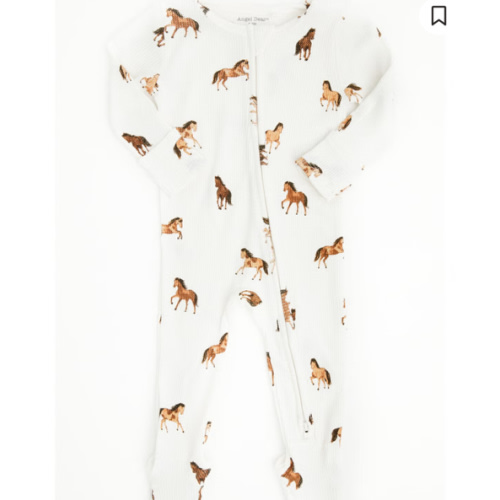 Angel Dear Infant Boys' Mini Horse Print Long Sleeve Snap Footie Onesie