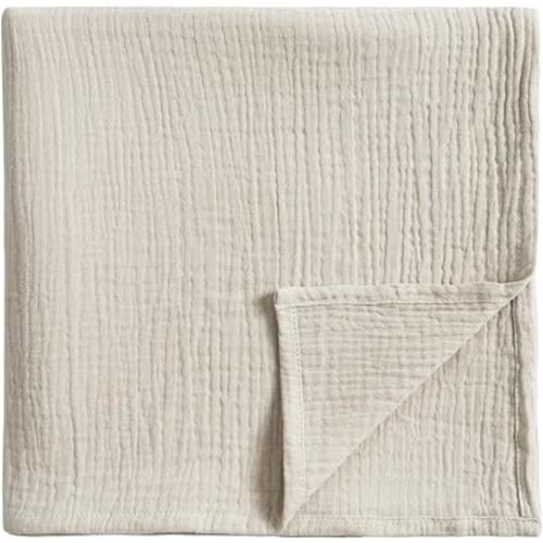 Muslin Swaddle Blanket, 100% Cotton Receiving Blanket, Beige