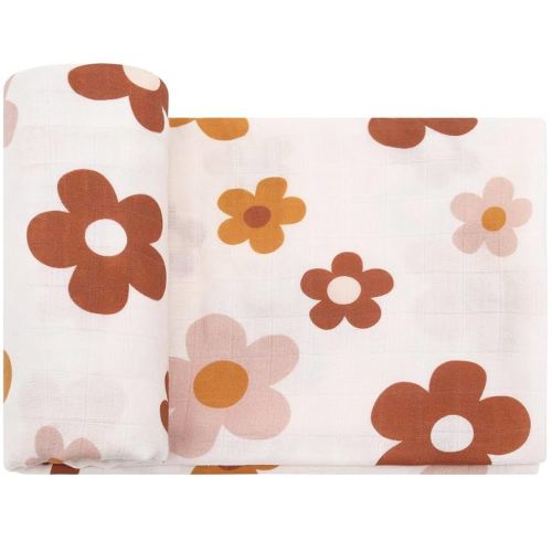LifeTree Baby Swaddle Blankets, 70% Viscose from Bamboo and 30% Cotton Muslin Swaddle Blankets Boys Girls Swaddling Wrap Blanket for Newborn, Large 47" x 47", BigFloral