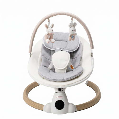 Electric Baby Swing for Newborn with Remote Control, Bluetooth, 5 Swing Speeds, Timer, 10 Lullabies, Interactive Toys, Side to Side Swing, Beige