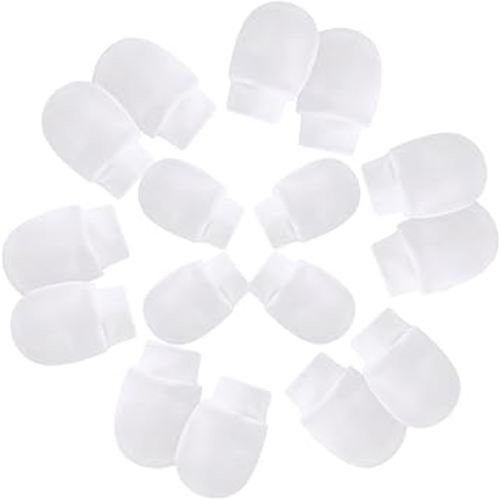 8 Pairs Newborn Baby Mittens White, 100% Cotton Unisex No Scratch Baby Mitten, Soft Breathable Mittens for 0-12 Months Baby