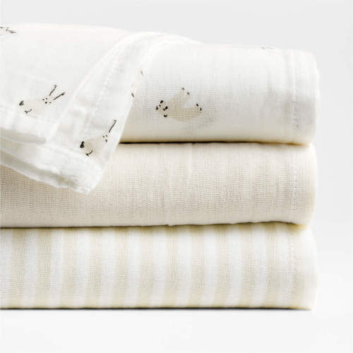 Supersoft Natural 100% Organic Cotton Gauze Sleepytime Baby Swaddle Blankets, Set of 3