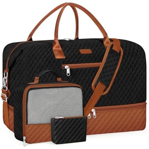 ITIEZY Weekender Bag for Women 21.5" Travel Duffel Large Carry On Bag 3PCS