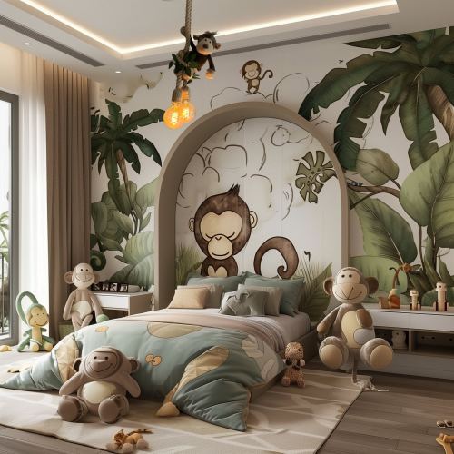 Monkey children's lamp ceiling lamp hanging lamp children's room double fitting jungle theme
