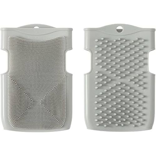 Innobaby Double Sided Silicone Massage Mitt Bath Scrubber Shower Brush & Scalp Massager/Gray