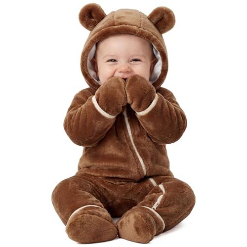Yoofoss Baby Snowsuit Fleece Baby Winter Clothes for Boys and Girls Newborn Outift Footies Hooded Romper Soft Warm