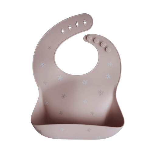 Mushie Silicone Baby Bibs, Adjustable Fit Waterproof Bibs, Toddlers, Daisy, Unisex