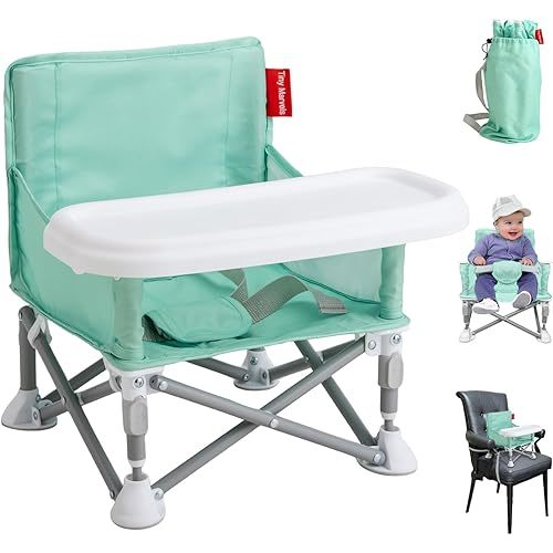 Tiny Marvels Portable 3-in-1 Baby Chair – Cozy Toddler Chair, Baby Seat with Tray, Booster Seat – Compact, Foldable, Safe with Child Safety Belt Carry Bag – Perfect for Travel & Family Time