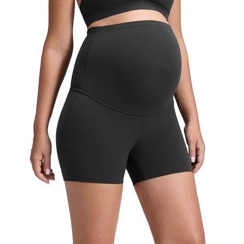 CRZ YOGA Maternity Biker Shorts 4" | Butterluxe, Extremely Soft, Gentle Compression, Yoga, Super High Rise, U-shaped Belly, Pregnancy and Postpartum