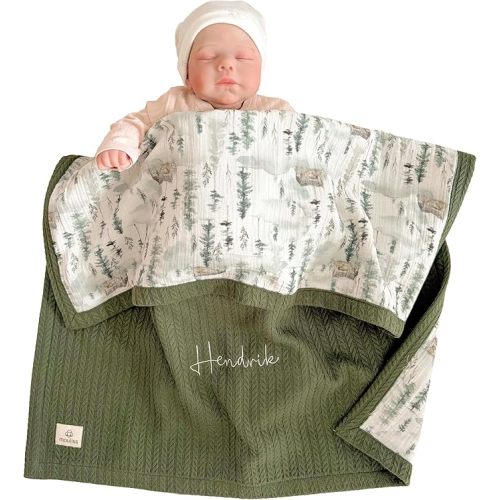 Mouliss Personalized Baby Blanket with Name – Handmade 100% Organic Cotton Newborn Gift | Custom Knit Blanket for Boys, Girls, Kids & Baby Showers
