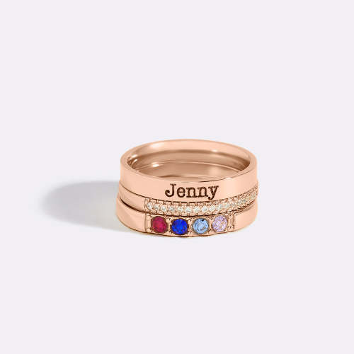 Personalized Name Birthstones Stacking Rings – Mint & Lily