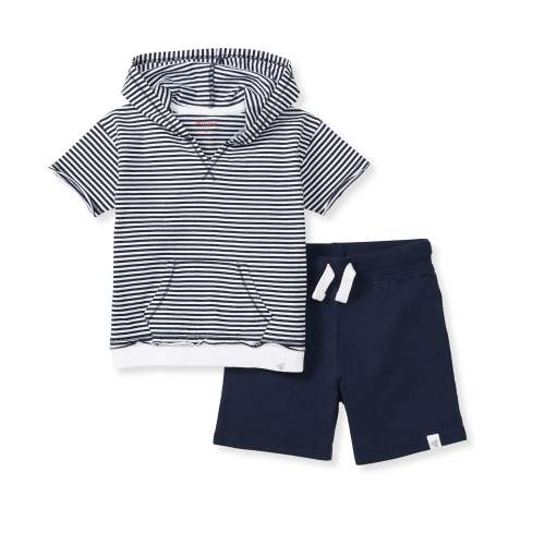 Classic Stripe Organic Boy Hooded Top & Shorts Set – Burt's Bees Baby