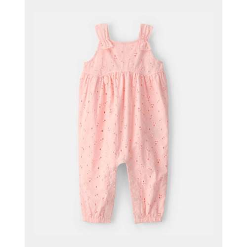Baby Girl Eyelet Sleeveless Jumpsuit - Pink | Carter's