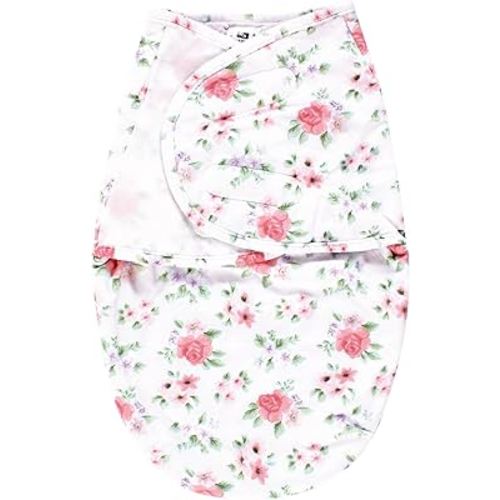 Hudson Baby Infant Girl Plush Faux Fur Swaddle Wrap, Vintage Floral, 0-3 Months