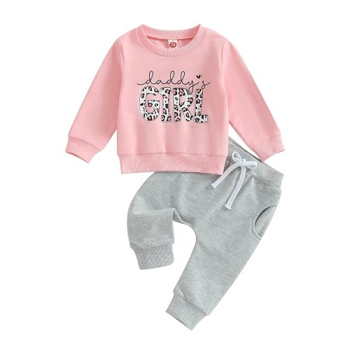 MERSARIPHY Fall Baby Girl Clothes Set Newborn Infant Crewneck Long Sleeve Sweatshirt Tops Pant Sweatsuit 2 Piece Outfits