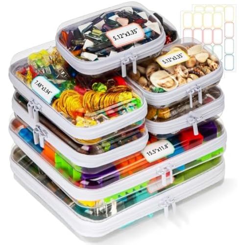 9 Pack Clear Hard Shell Zipper Case,Waterproof Toiletry Cosmetic Bag,Toy Organizers and Storage Box,Diaper Bag Organizer,Pencil Case,Clear Plastic Zipper Pouches for Office Home Storage(2L,2S,5Mini)