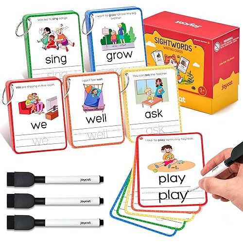 JoyCat Sight Words Kids Writing Flash Cards, 220 Dolch & Fry High Frequency Reading Spelling Games Educational Toy for Preschool Kindergarten 3 4 5 Years Old Toddlers 1st 2nd 3rd Grade
