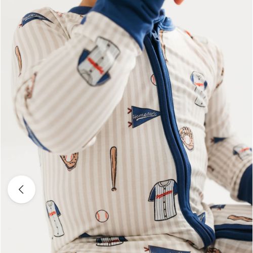 Blue Baseball Zipper Romper