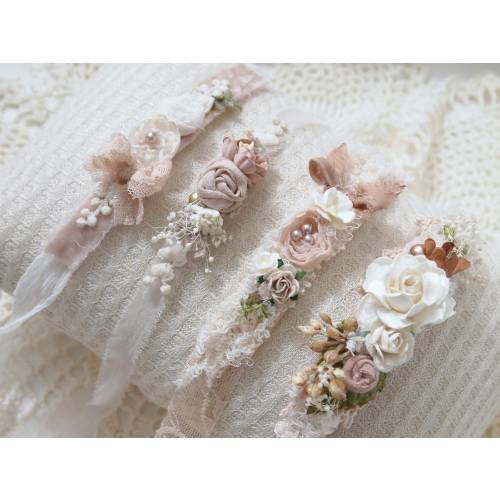 Newborn Headband for Photography Baby Headband Newborn Photo Prop Silk Lace Bow Tieback Floral Headband Photography Props Baby Shower Gift