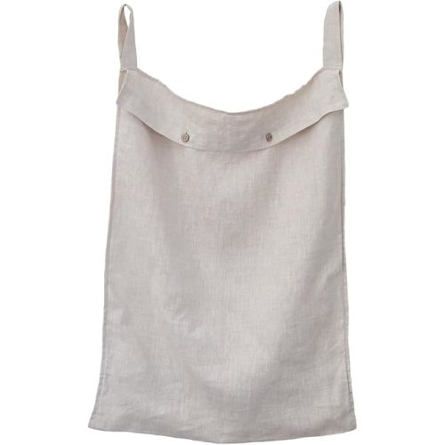 100% Linen Hanging Laundry Hamper Bag 20x27 Inch, Over the Door with 2 Buttons and Bottom Zipper Saving Space Wall Back organizers For Dirty Clothes Dorm Travel College Camp Sock Large Capacity,Linen