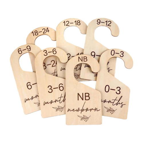 16PCS Wooden Baby Closet Dividers Double Sided Organizer for Newborn to 24 Months Size Clothes Nursery Hanger Dividers