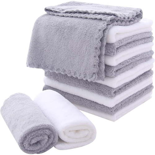 Microfiber Facial Cloths Fast Drying Washcloth 12 pack - Premium Soft Makeup Remover Cloths - Highly Absorbent