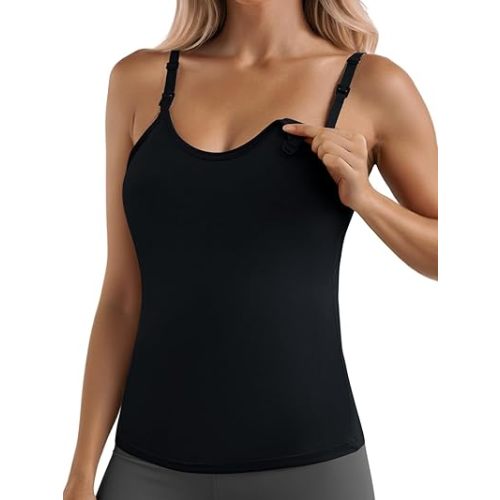 Ninee Womens Maternity Nursing Tank Tops with Built in Bra for Breastfeeding Adjustable Straps Camisoles Cami Tanks