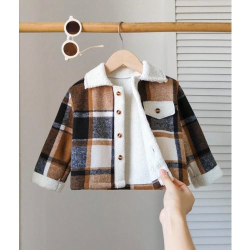 SHEIN Playful Pals Baby Boys' Plaid Long Sleeve Single-Breasted Warm Winter Jacket Fall | SHEIN USA