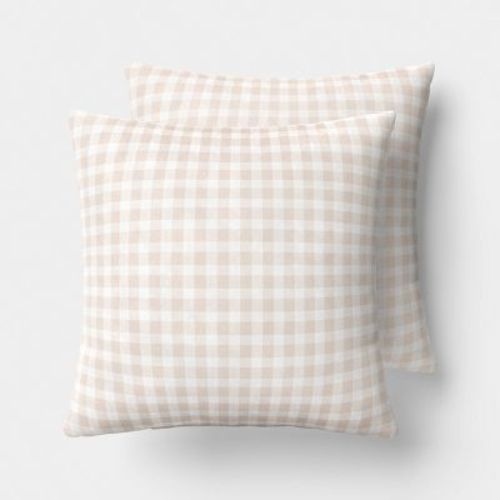 2pk Window Pane Gingham Toss Throw Pillow Metal Khaki - Room Essentials™